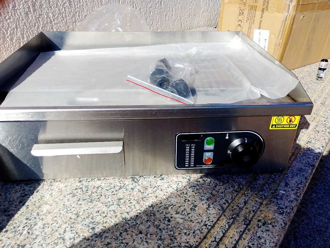 grill gratar plita inox 230v 50x60cm neted striat  3 kw