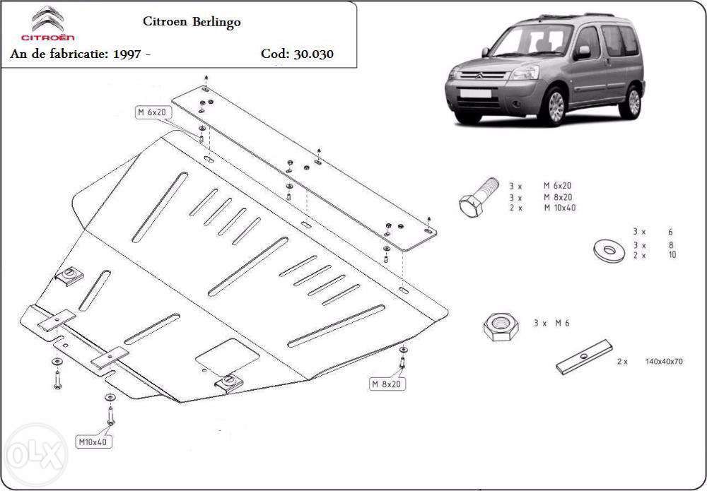 Scut metalic pentru motor Citroen Berlingo 1997-2008 - otel 2mm