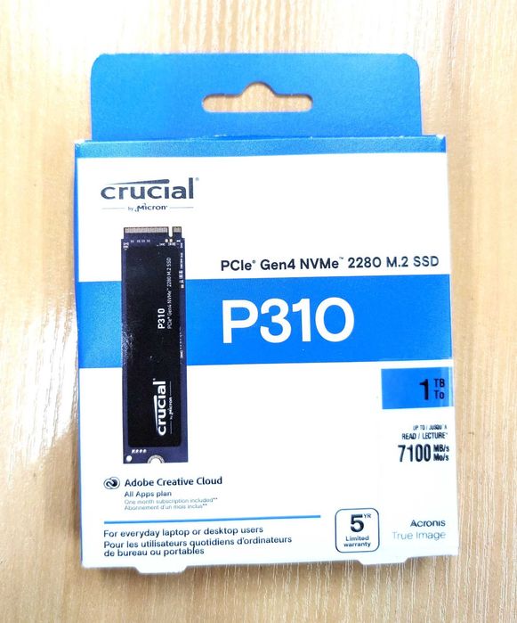 SSD Crucial P310 1TB, чтение 7 100 МБ/с и запись до 6 000 МБ/с