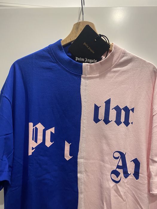 Тениска PALM ANGELS BROKEN LOGO PRINT Blue Pink.Струва 600лева.НОВА. L
