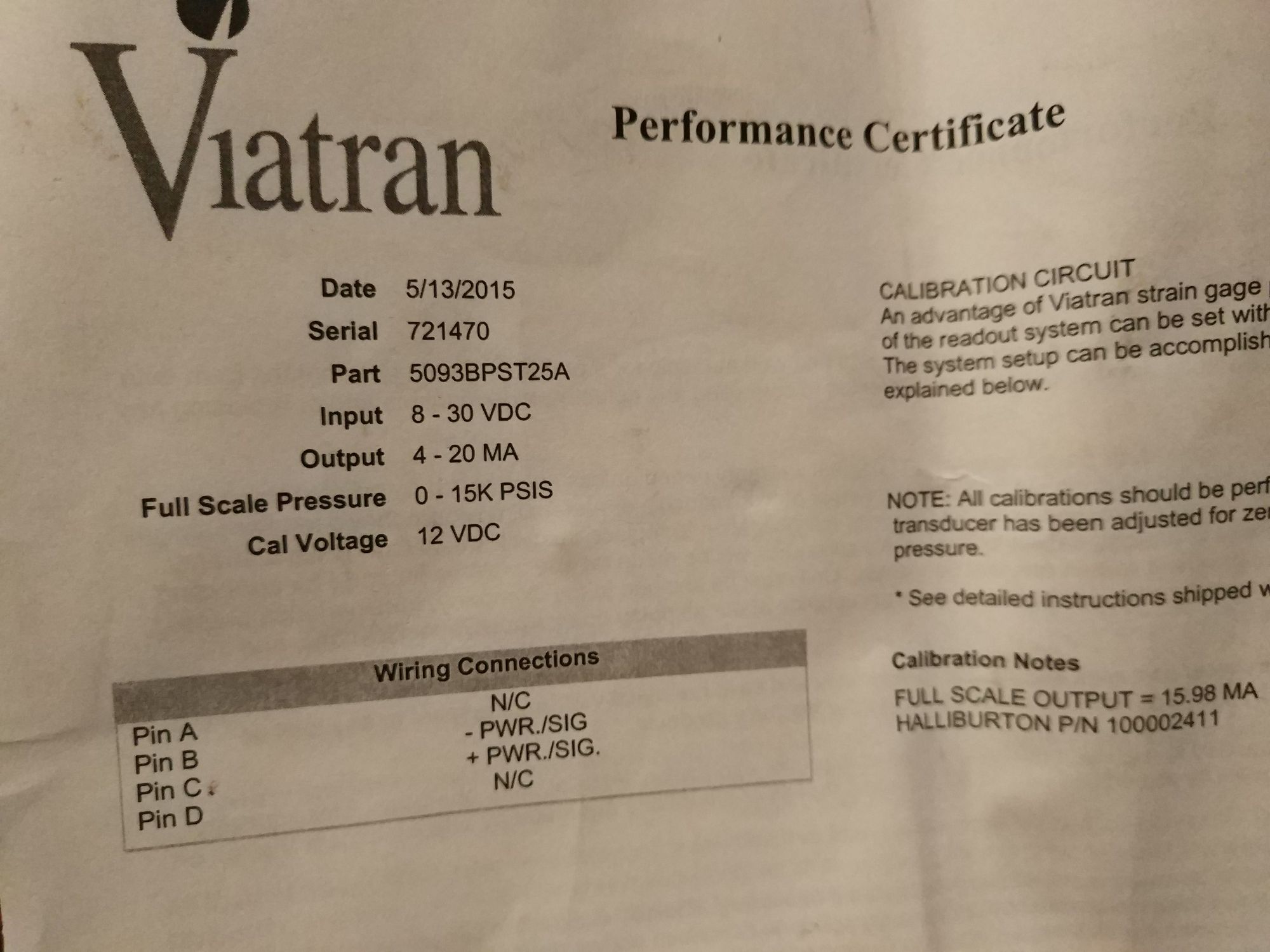 Датчик давления viatran model 509