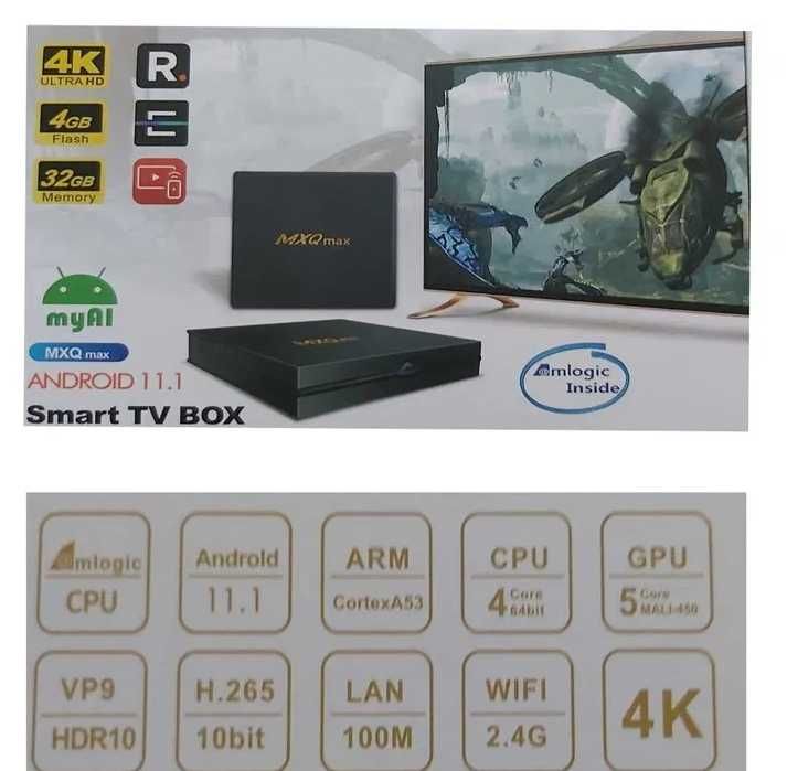 Android Android 11.1 TV BOX MXQ MAX 4K Ultra HD WiFi Super Smart Tv