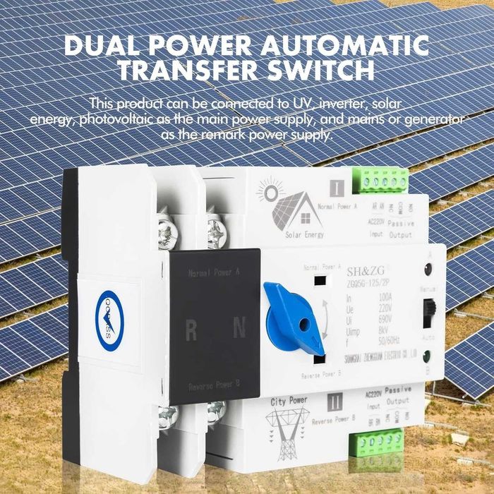 Comutator de transfer automat,ATS fotovoltaic,100A/2P,220V