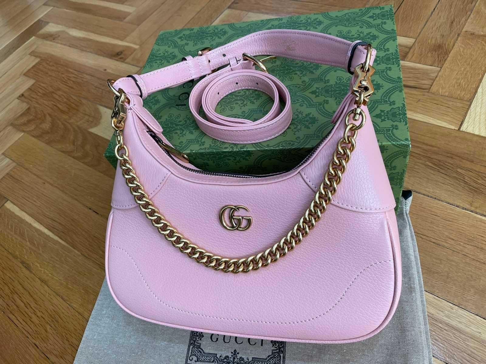 Geantă originală din piele roz Gucci, mâner și lanț Gucci Aphrodite