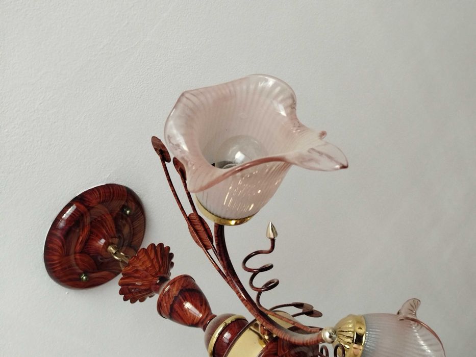 Античен полилей  с 3 бр.стъклени  осветителни тела