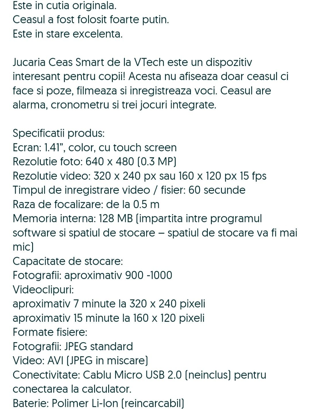 ceas copii vtech kiddyzoom dx7 cu camera foto-60 lei