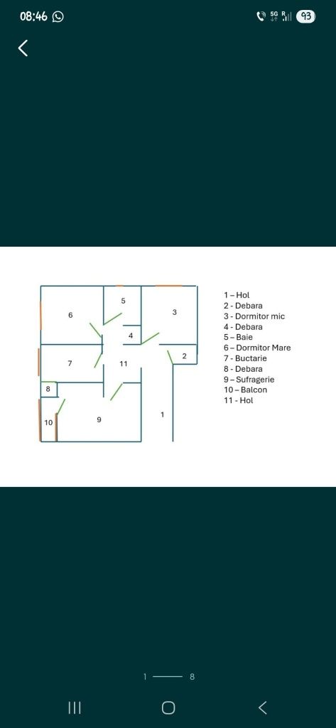 Vând apartament 3 camere, decomandat ,Galati