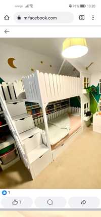 Pat Montessori Casuta, pat supraetajat, mobila copii, pat copii