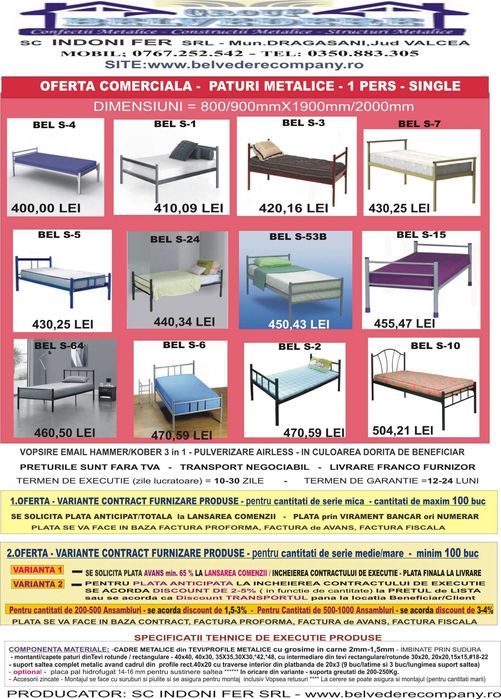 Pat metalic single-1 pers.-rezistent și durabil - La preț promoțional!