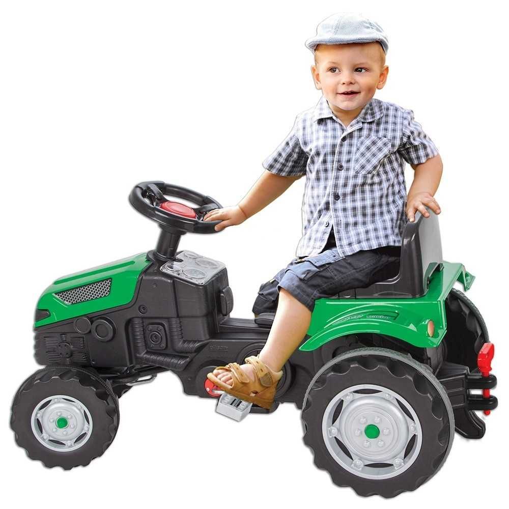 Tractor cu pedale si remorca verde
