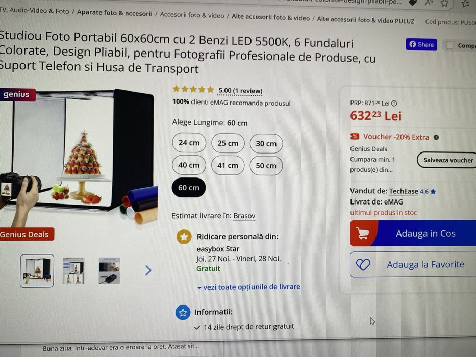 studio foto / Cutie pentru fotografii profesionale 60 cm