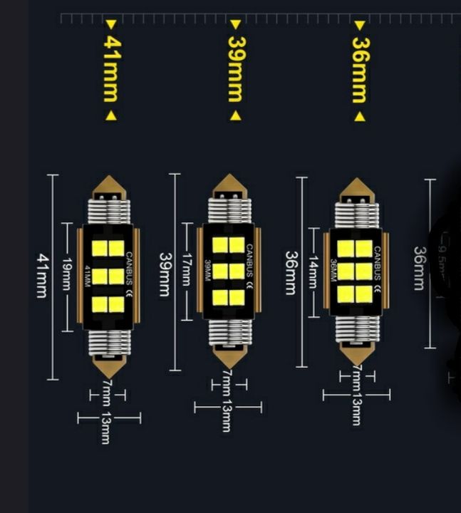 Лед сулфидни крушки 2бр.- C5W 36mm 6SMD 3030 чип -А- 3087-2