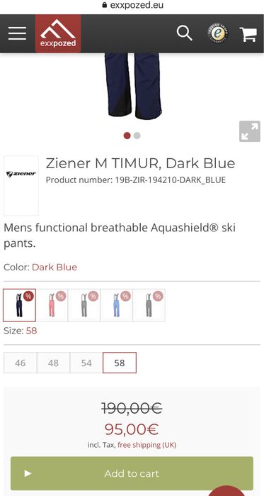 Ziener Timur Ski Pant 10К ОРИГИНАЛЕН мъжки ски панталон XL/2XL