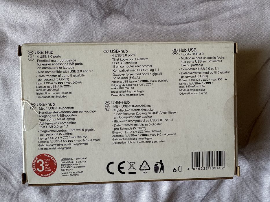 HUB multi USB cu 4 spoturi cu adaptor de alimentare