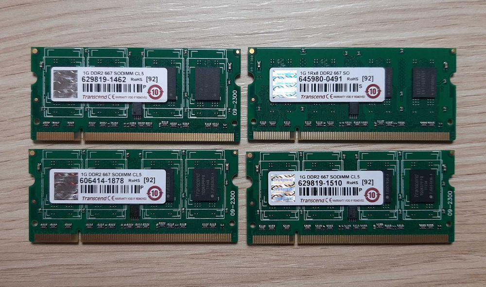 4x 1GB DDR2 Memorie ram SODIMM marca Transcend pt laptop, 667Mhz