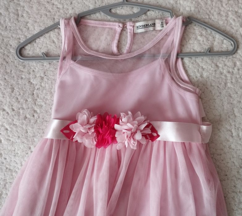 Детска розова рокля тюл за момиче 8 г.