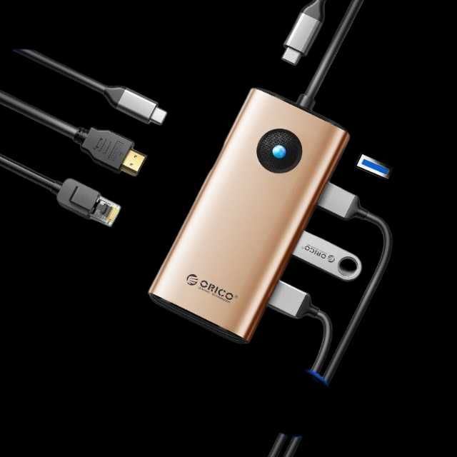 Orico PW11-6pr dok,hub pc,noutbuk type-c 6in1 gigabit,gold
