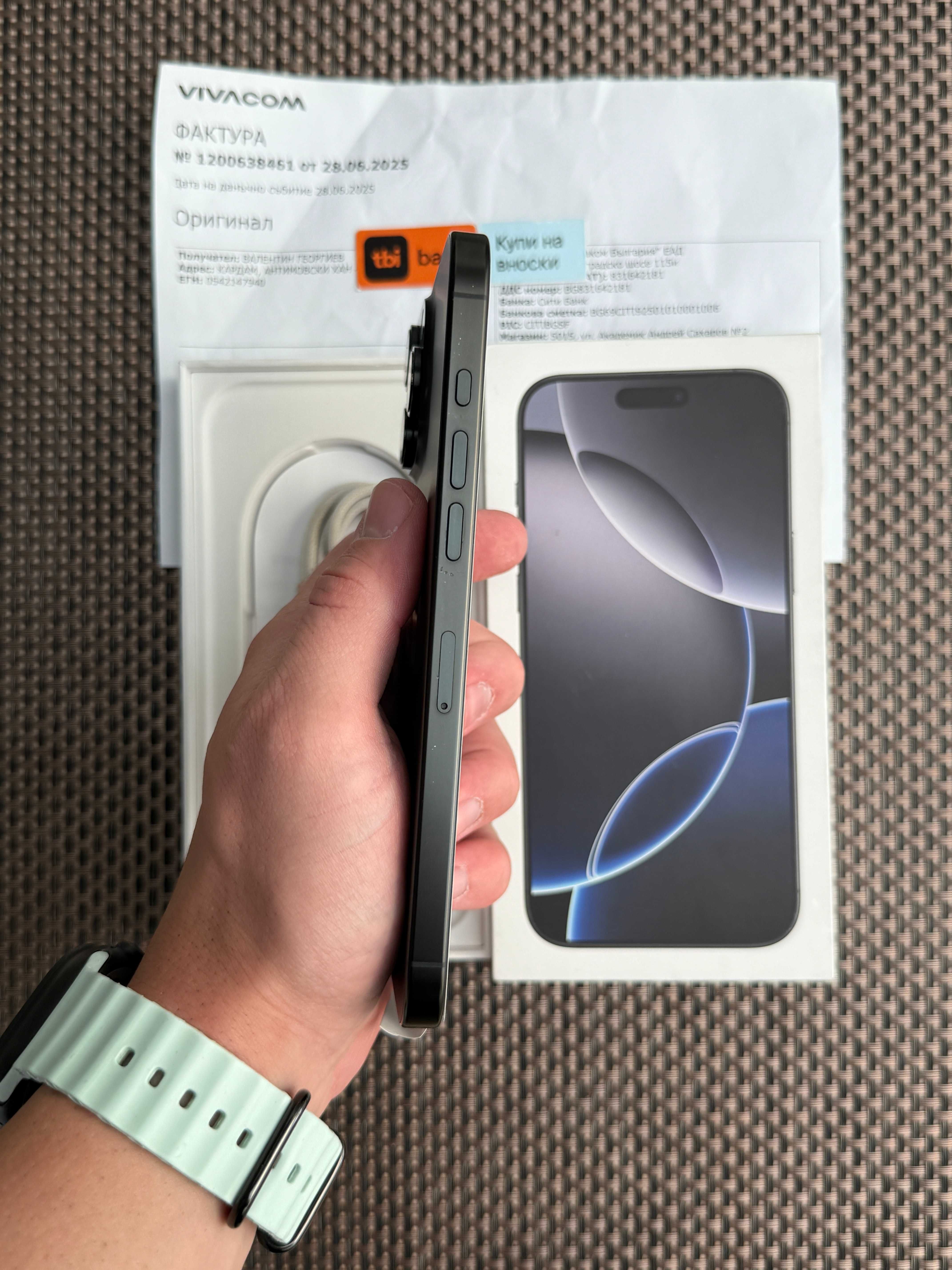 НОВ! 24МЕС ГАР. iPhone 16Pro MAX Лизинг от 75лв/м Black Titanium 256гб