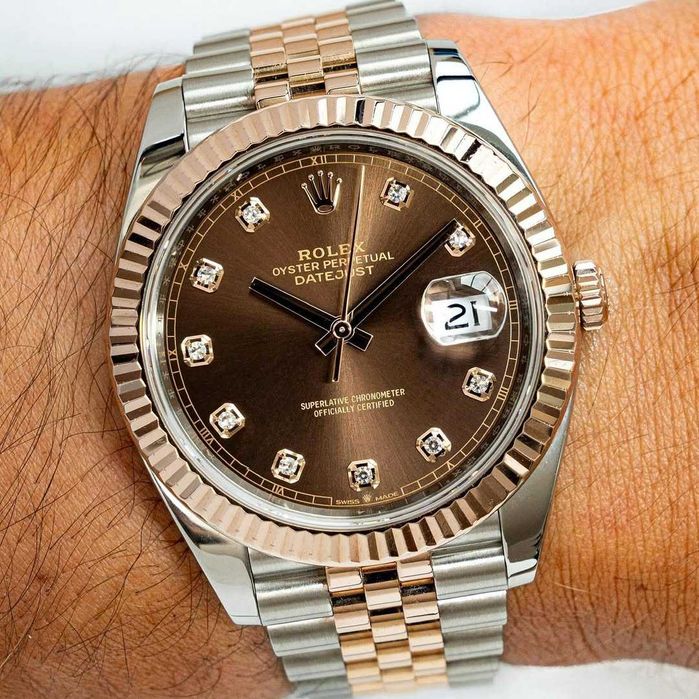 Rolex datejust 41mm двуцветен / шоколадов
