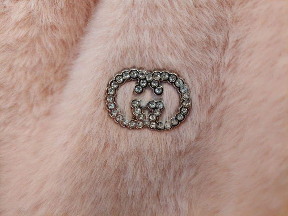 Дамско Розово Палто с пух Gucci/ЧИСТО НОВО