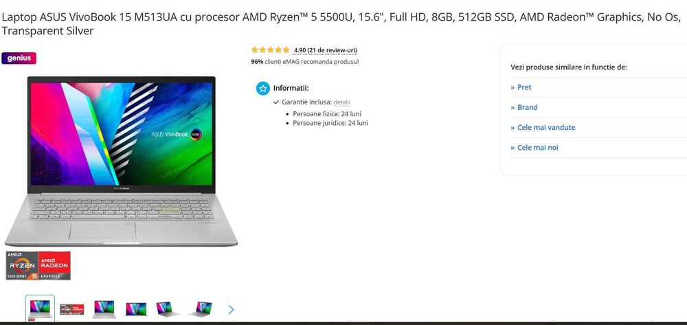 ASUS VivoBook 15,6 Oled Display 512gb SSD, Harman Kardon audio, Win 11
