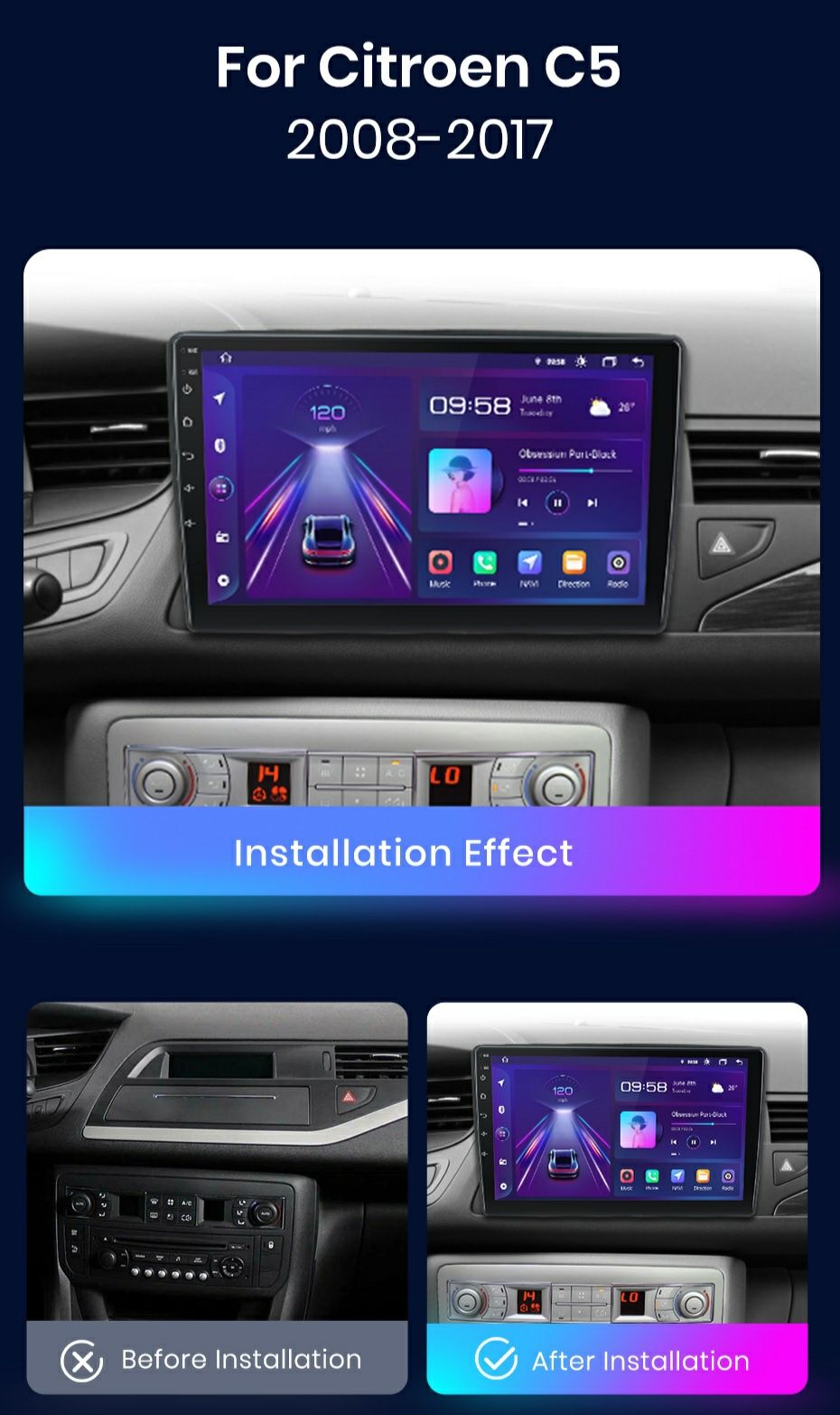 Navigatie Android dedicata CITROEN C5 (2008-2017)