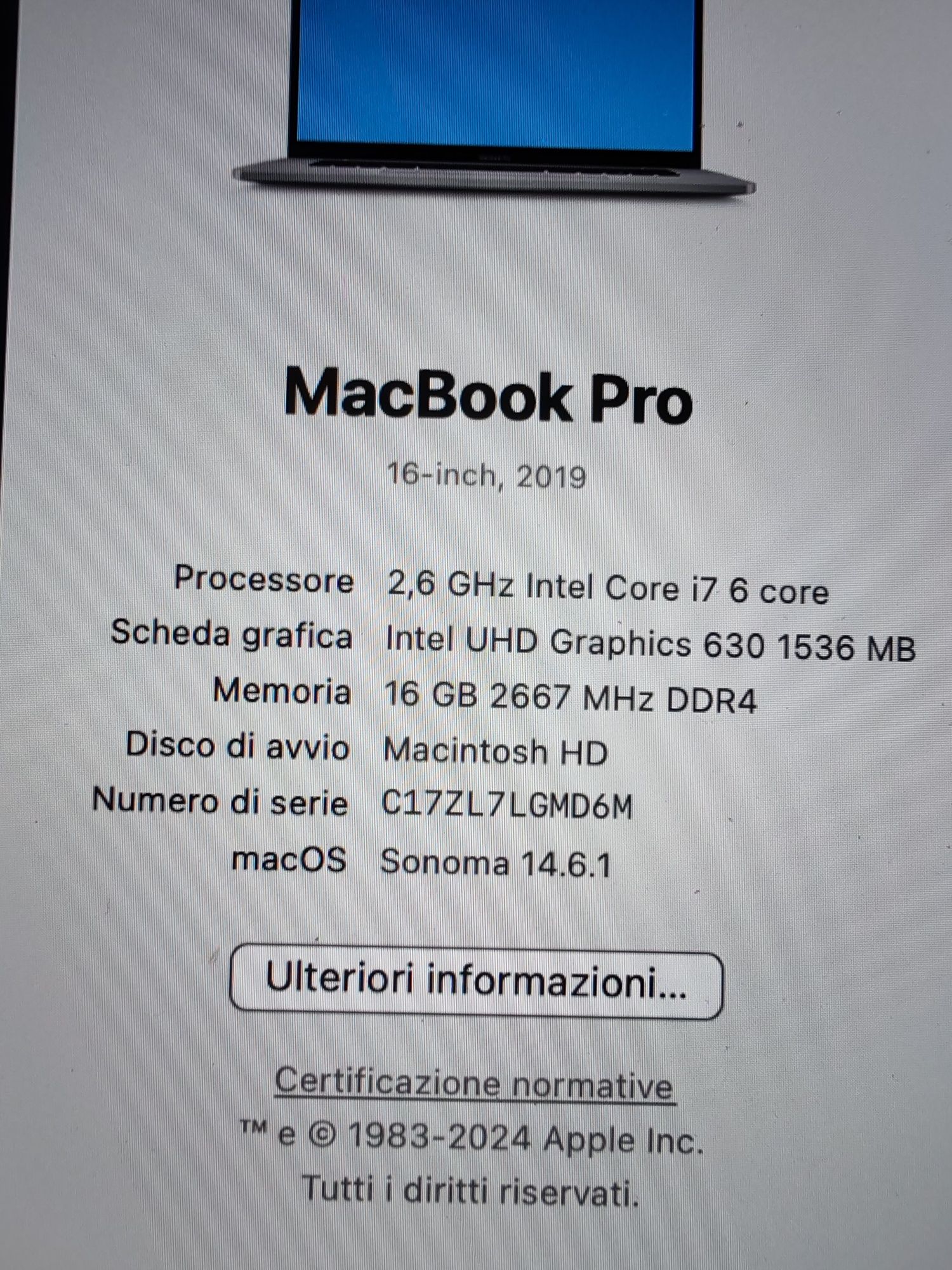 MacBook Pro 16″ 2019 • i7 2,6 GHz • 16 GB RAM • 512 GB SSD