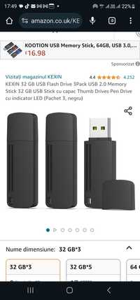 Super oferta! Pret ptr 3 bucati KEXIN 32 GB USB Flash Drive 3Pack USB