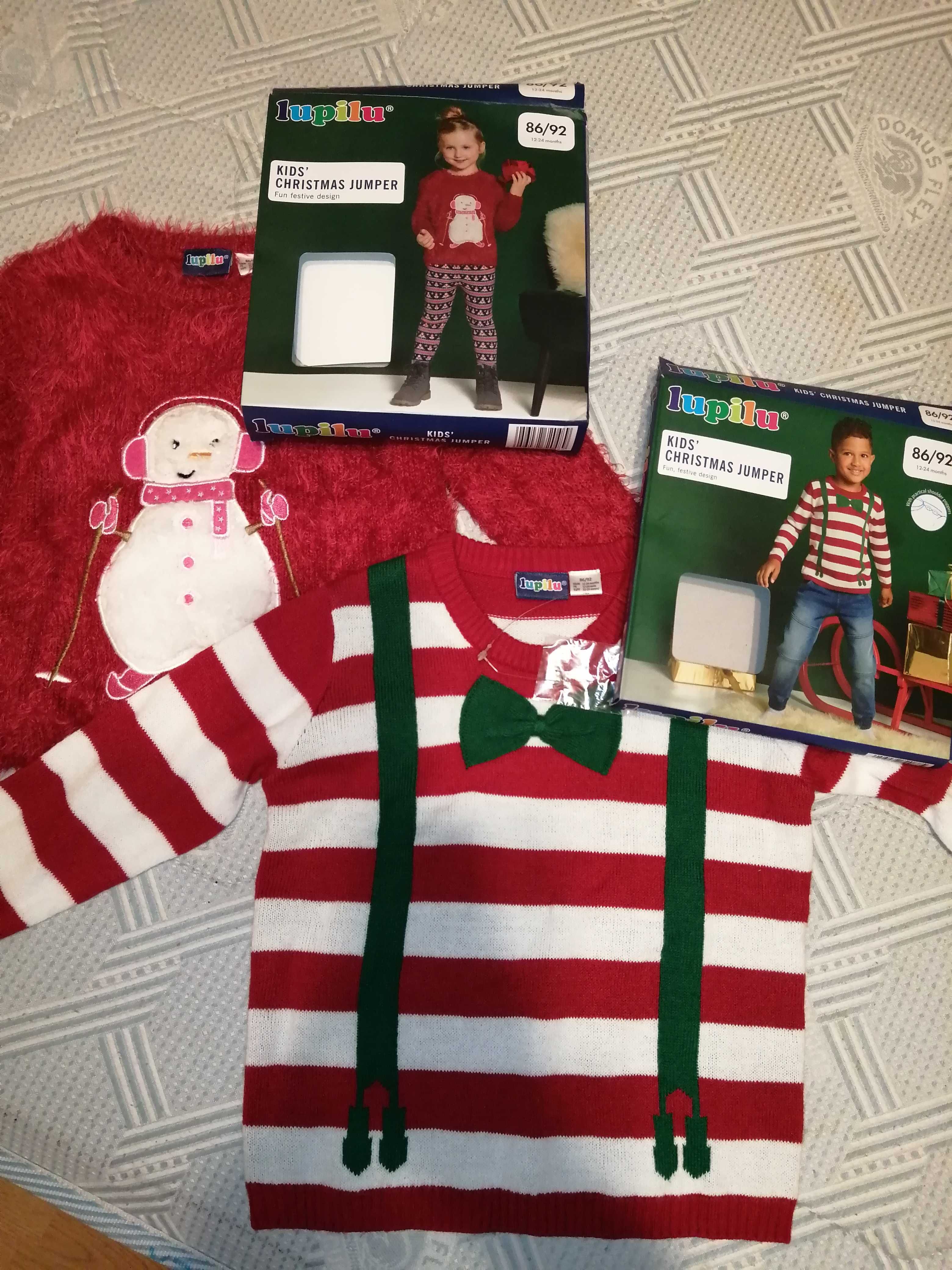 Lot bluze/pulovere Crăciun, noi, mărimea 86-92 (+cadou)