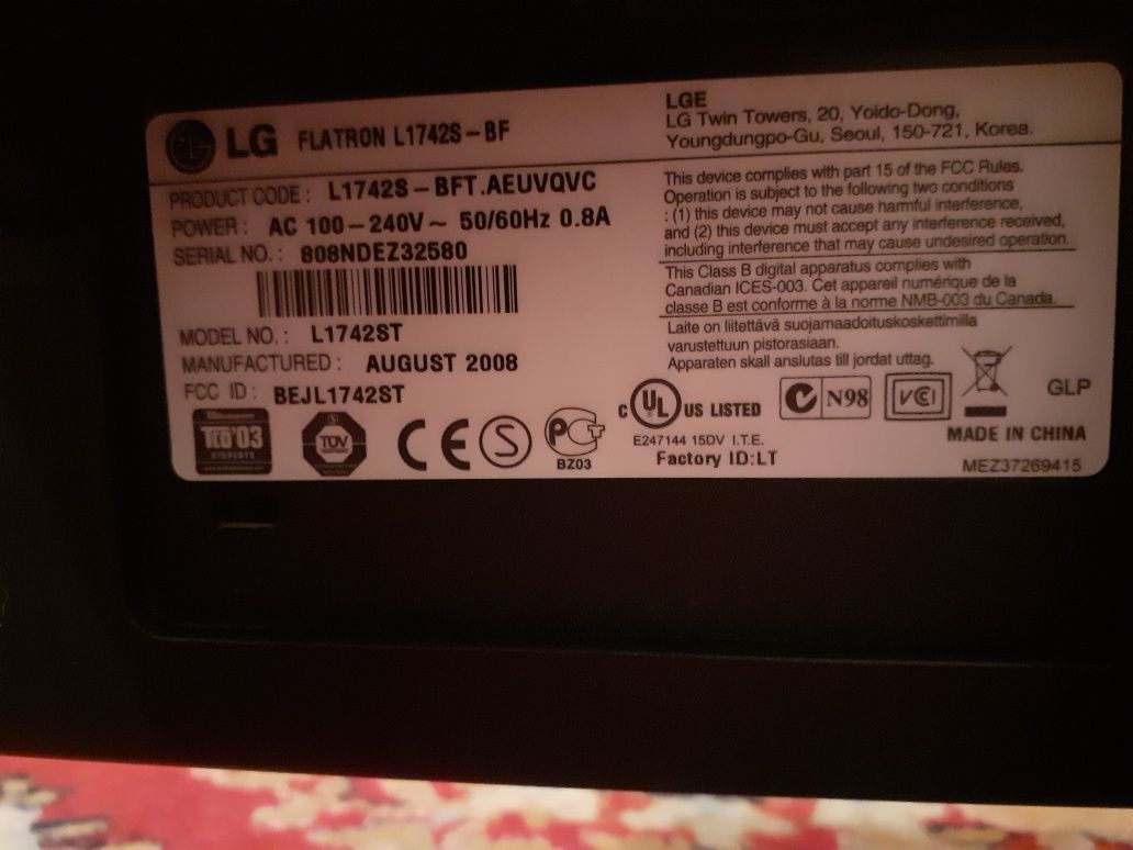Monitor LG 17 dumm
