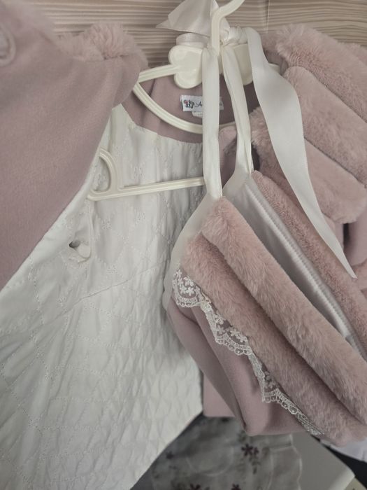 Set deosebit de iarnă fetita Anne Bebe– paltonas si boneta cadou, ghet