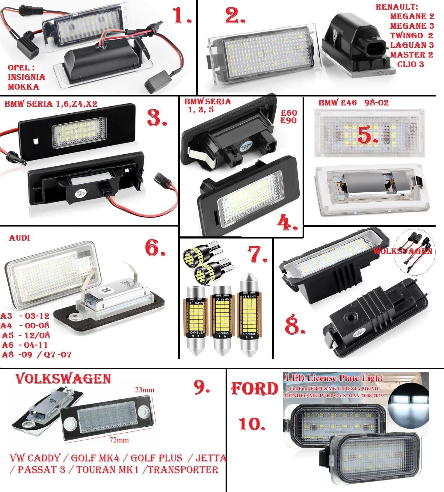 Led dedicate la numar inmatriculare BMW Audi Volkswagen Reno Opel Ford