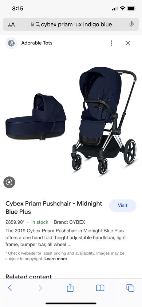 Количка 2в1 - Cybex priam lux indigo blue