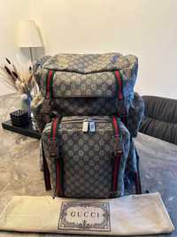 Rucsac Gucci GG Supreme leather-trim backpack