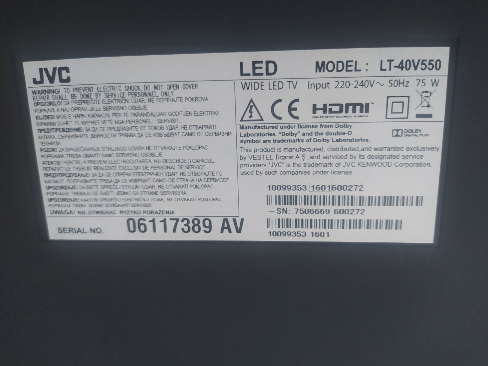 Телевизор JVC 40 инча