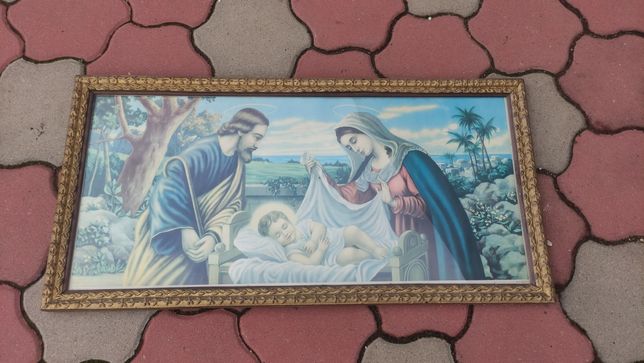 Tablou Icoana Vintage - imagine Nasterea Domnului Isus - 80cm/40cm