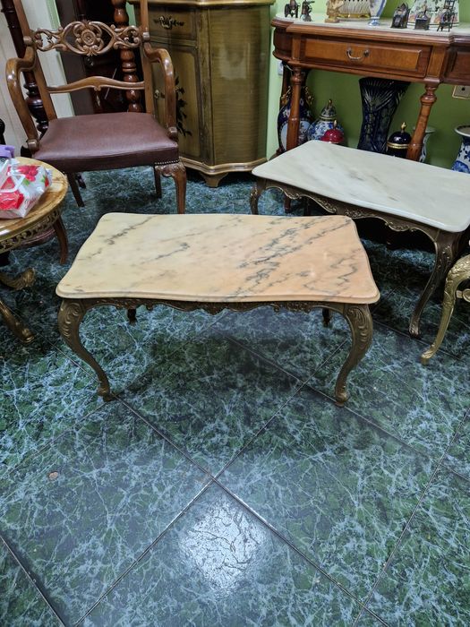 Чудесна английска бронзова белгийска масичка с оникс