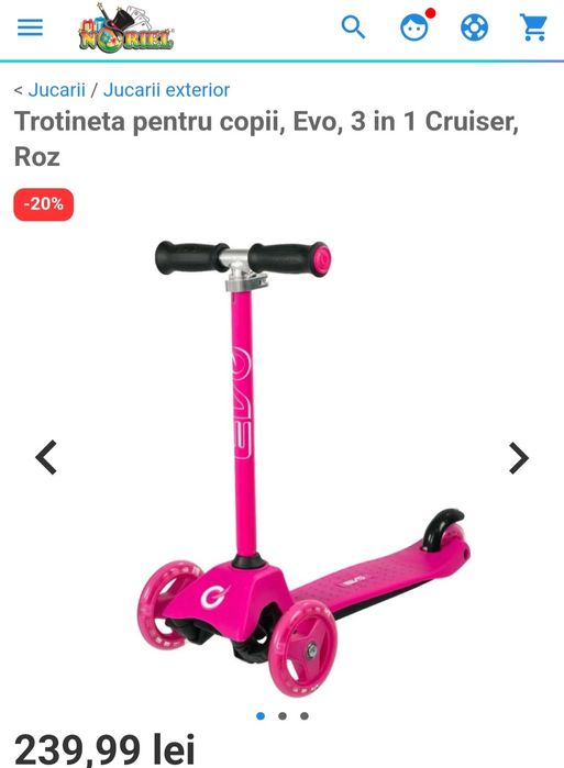 Trotineta Noriel 3 in 1 roz