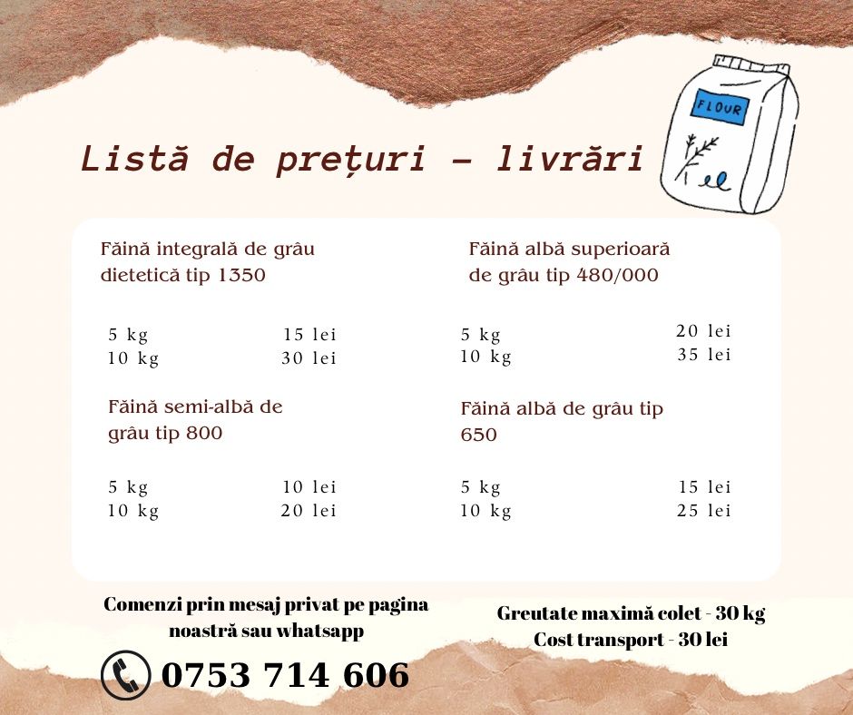 Făină de grâu - producător - LIVRĂRI