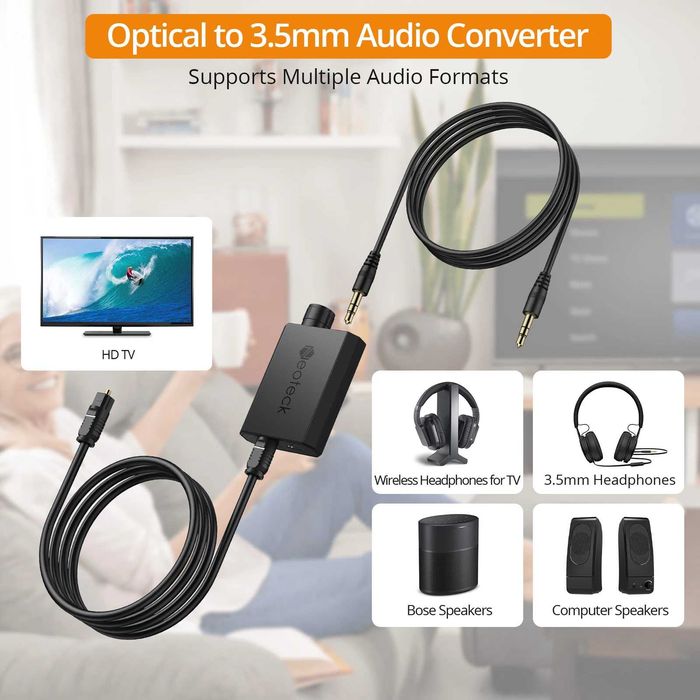 Cablu convertor digital analog intrare optica SPDIF iesire audio 3.5mm