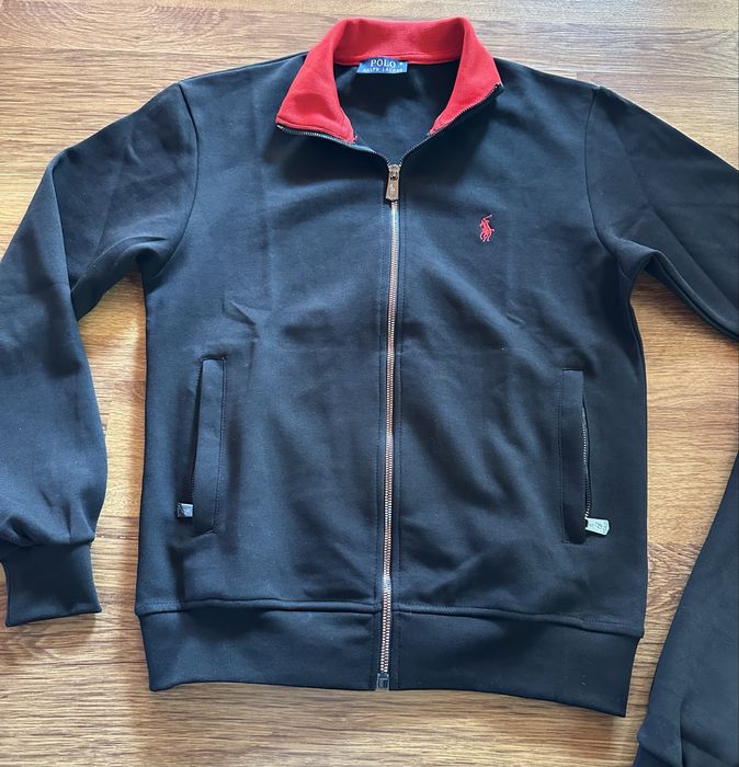 Мъжки,памучен,черен екип Ralph Polo с бродирано лого и ципове на джобо