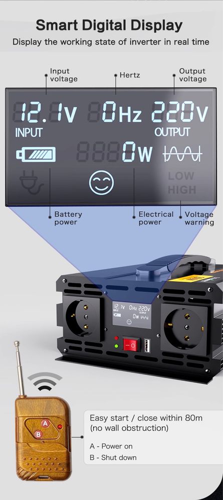 Качествен Инвертор на 12V 4000W