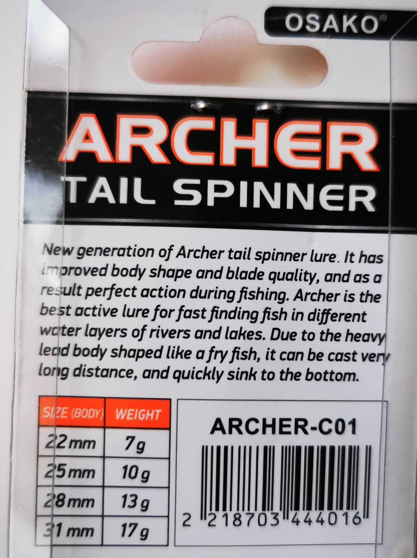 6 универсални примамки за костур, щука,кефал и др. Archer Tail Spinner