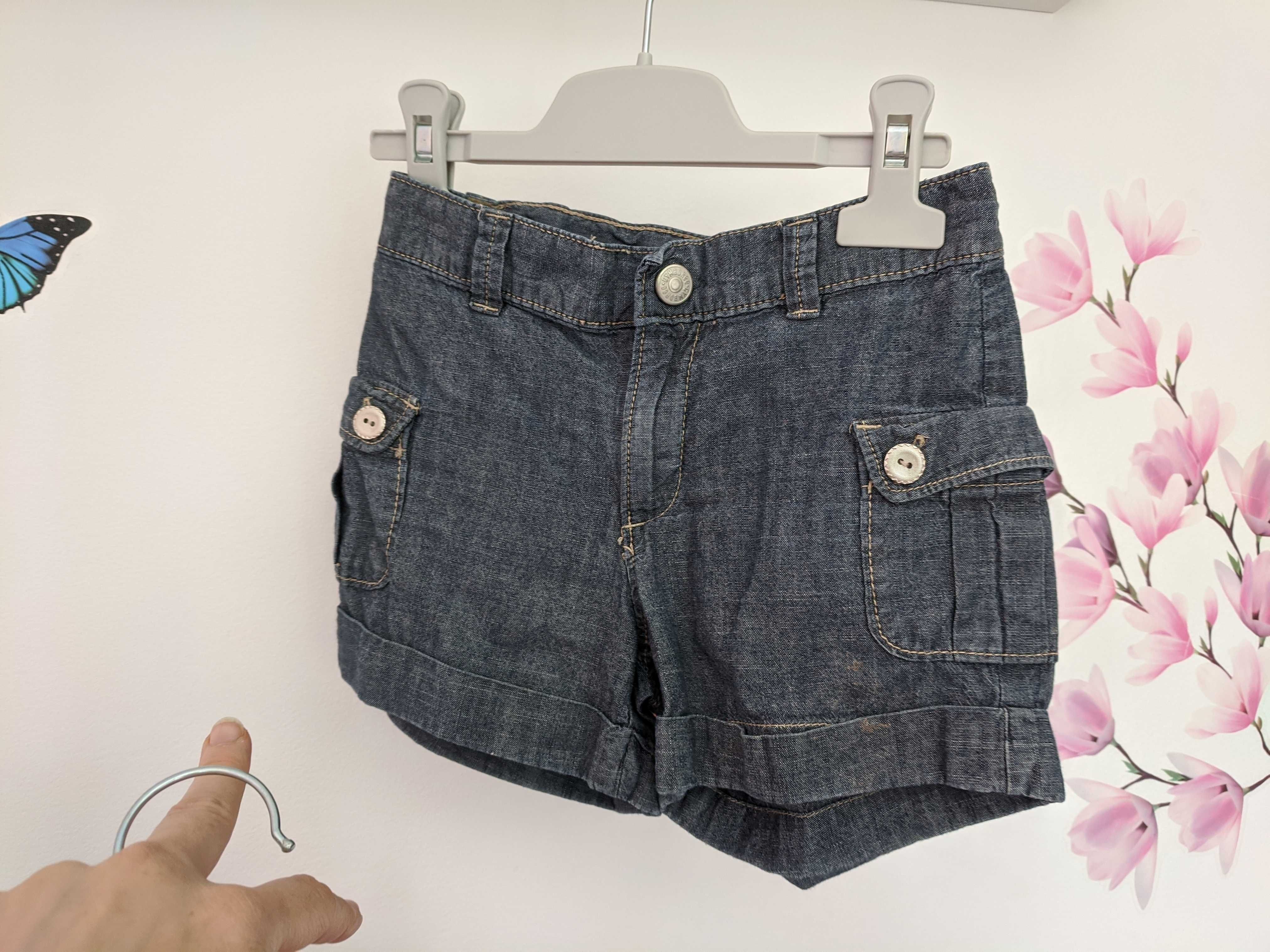 Pantaloni scurti( rosii cu buline, denim) fete 4-5 ani, 104-110 cm