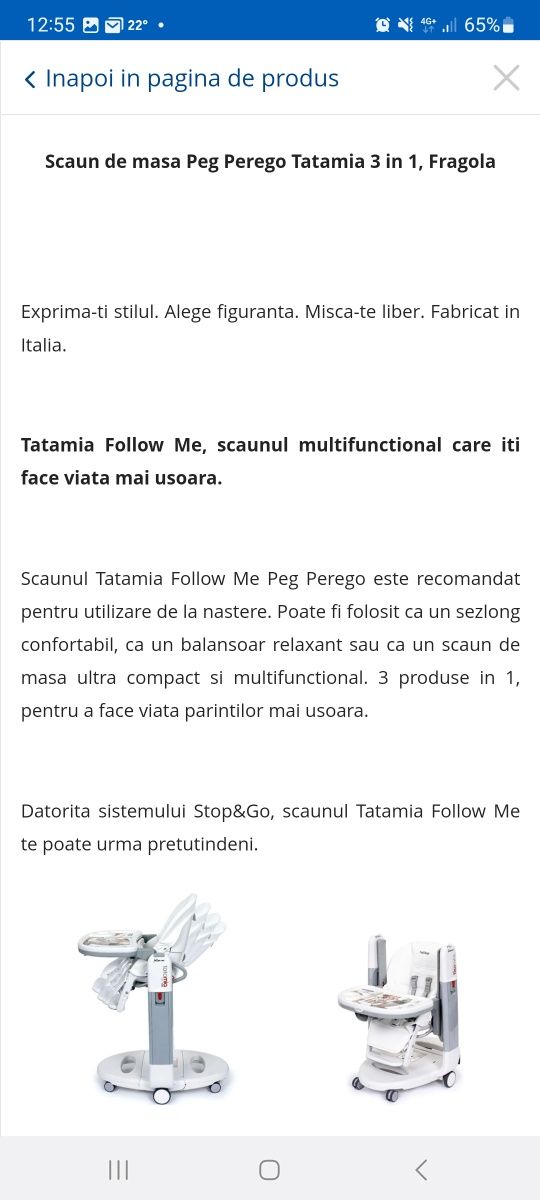 Scaun De Masa 3 in 1 Peg Perego Tatamia Follow Me