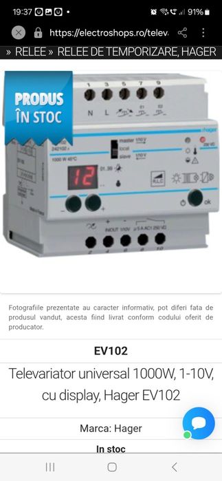 Hager EV102 Televariator