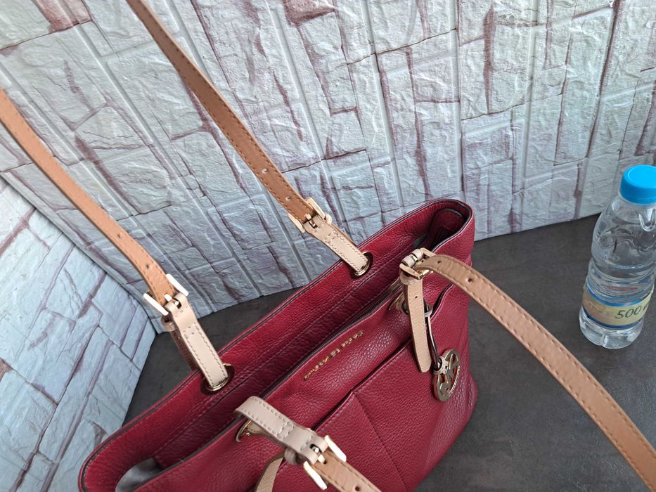 дамска чанта,Michael Kors,кожена торба-червена естествена кожа