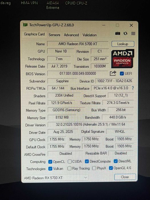 Placa video RX 5700XT PULSE 8GB