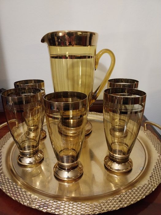 Италиански кристален сервиз със златно покритие