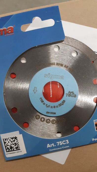 Disc gresie profesional Sigma art. 75C3 grosime 1,1 mm